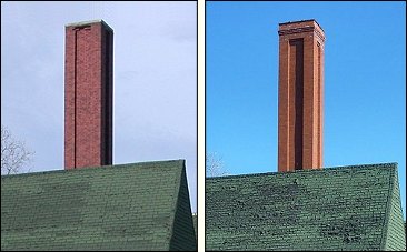 Chimney before and after restoration
