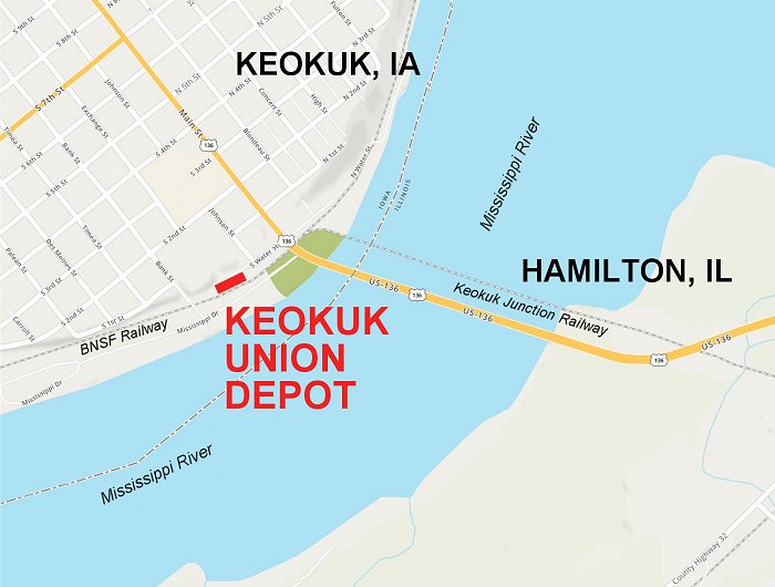 Location of Keokuk Union Depot